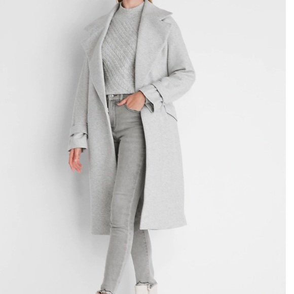 Belted Wrap Front Faux Wool Coat XL women's express jacket size XSmall $… - Picture 2 of 8